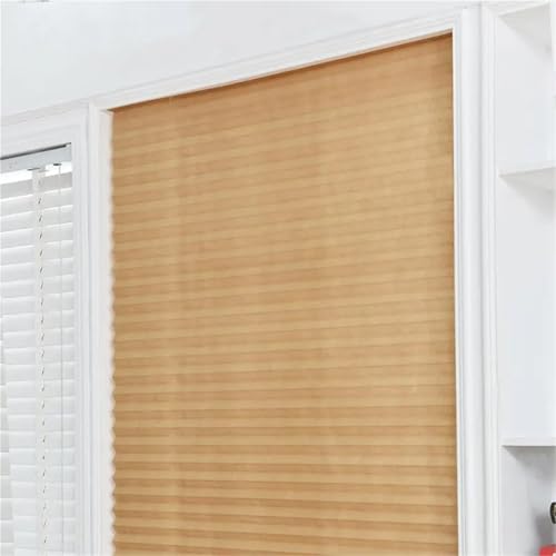 Selbstklebendes Plissee Selbstklebende Fensterrollos Plissees Faltvorhänge Wohnkultur(Light Brown,60x150CM) von WWPMNQD