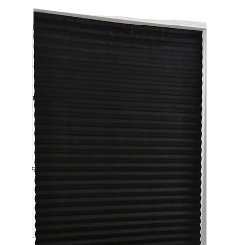 Selbstklebendes Plissee Selbstklebende Halbfenster Vlies Faltvorhang Balkonvorhänge Plissee Jalousien(Black,60X180cm) von WWPMNQD