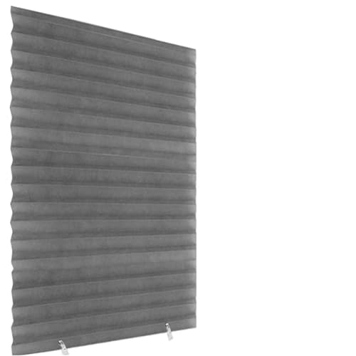 Selbstklebendes Plissee Selbstklebende Halbfenster Vlies Faltvorhang Balkonvorhänge Plissee Jalousien(Grey,60x150cm) von WWPMNQD