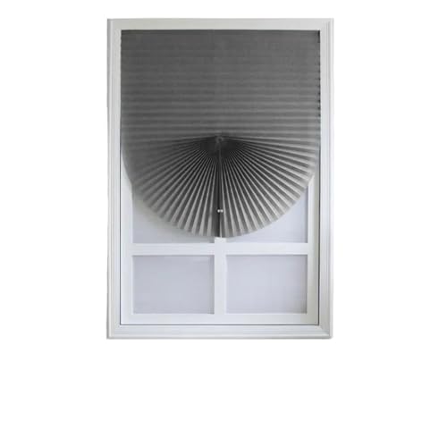 Selbstklebendes Plissee Selbstklebende Halbfenster Vlies Faltvorhang Balkonvorhänge Plissee Jalousien(Grey,90X180cm) von WWPMNQD