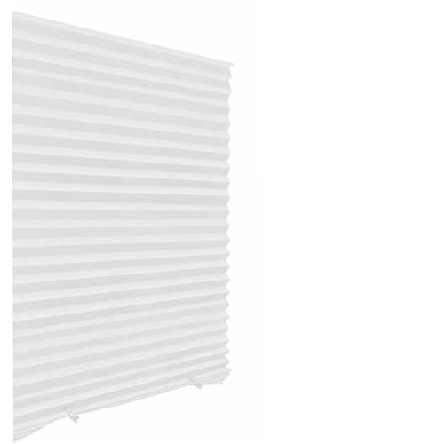 Selbstklebendes Plissee Selbstklebende Halbfenster Vlies Faltvorhang Balkonvorhänge Plissee Jalousien(White,60x180cm) von WWPMNQD