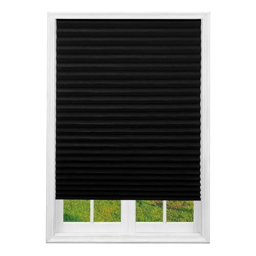Selbstklebendes Plissee Selbstklebende Plissee-Jalousien Fensterrollo Lichtfilterung Verdunkelung Blackout Shades for Zuhause(Black Full Blackout) von WWPMNQD