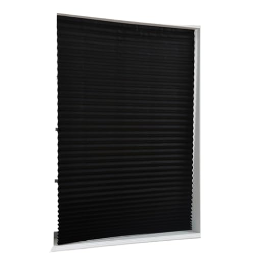 Selbstklebendes Plissee Selbstklebende Plissee-Jalousien Vorhänge Halbverdunkelung Fenster Balkon Shades(Black,20" W x 48" L) von WWPMNQD