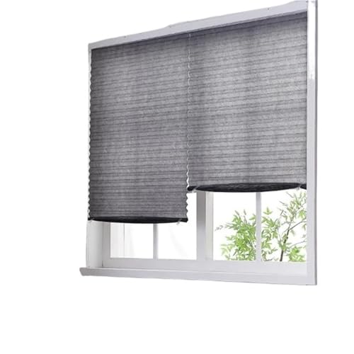 Selbstklebendes Plissee Selbstklebende Plissee-Jalousien for Fenster, kabellos, ohne Bohren, Stoffjalousien, Verdunkelungsrollos for Zuhause(60x150cm,Semi-Dark Gray) von WWPMNQD