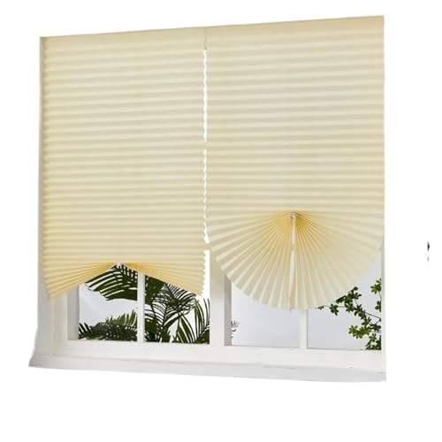 Selbstklebendes Plissee Selbstklebende Plissee-Jalousien for Fenster, kabellos, ohne Bohren, Stoffjalousien, Verdunkelungsrollos for Zuhause(60x180cm,Semi-Shading beige) von WWPMNQD
