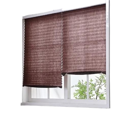 Selbstklebendes Plissee Selbstklebende Plissee-Jalousien for Fenster, kabellos, ohne Bohren, Stoffjalousien, Verdunkelungsrollos for Zuhause(90x180cm,Semi-Shading Coffee) von WWPMNQD