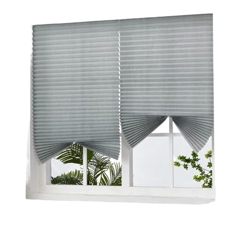 Selbstklebendes Plissee Selbstklebende Verdunkelungsrollo for Fenster Halbverdunkelungsvorhänge Plisseevorhänge(Grey,60x180cm) von WWPMNQD