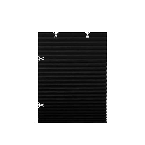 Selbstklebendes Plissee Selbstklebende Vlies-Faltgardine Balkongardine Plissee(Black Full Blackout) von WWPMNQD