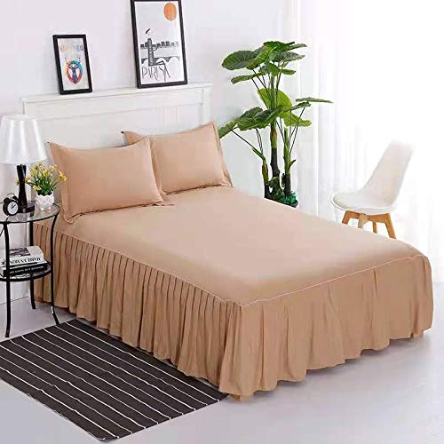 WWQQ Elegant Bettrock Tagesdecken Bett Blatt RöCke BettröCke 180 X 200 150x200cm Bettvolant Verdicken Bettlaken Satin Beige Matratzenbezug Spannbetttuch Bettabdeckungs (Color : O, Size : 150x200cm) von WWQQ