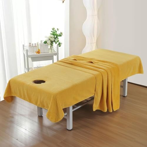 Spa-Massagetisch-Laken mit Gesichtsloch, weiche, Wiederverwendbare und waschbare Mikrofaser-Schutzhülle for Schönheitsmassagetische(3# Giallo,200x100cm (Con Foro)) von WWQQKJ