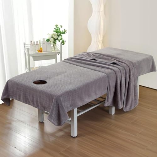 Spa-Massagetisch-Laken mit Gesichtsloch, weiche, Wiederverwendbare und waschbare Mikrofaser-Schutzhülle for Schönheitsmassagetische(3# Grigio,210x120cm (Con Foro)) von WWQQKJ