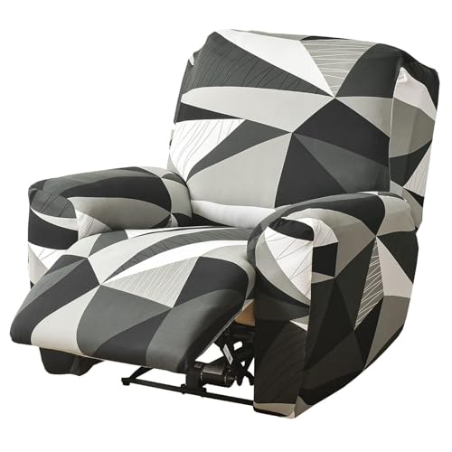 WWQQKJ 1/2/3-Sitzer-Stretch-Liegestuhlbezug, bedruckter Liegestuhlbezug mit Seitentasche, maschinenwaschbarer Liegestuhlbezug, Liegestuhlschutz for das Wohnzimmer(A,1 Seater) von WWQQKJ