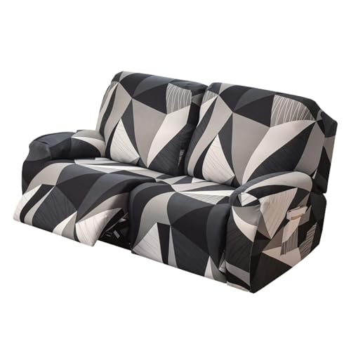 WWQQKJ 1/2/3-Sitzer-Stretch-Liegestuhlbezug, bedruckter Liegestuhlbezug mit Seitentasche, maschinenwaschbarer Liegestuhlbezug, Liegestuhlschutz for das Wohnzimmer(A,2 Seater) von WWQQKJ