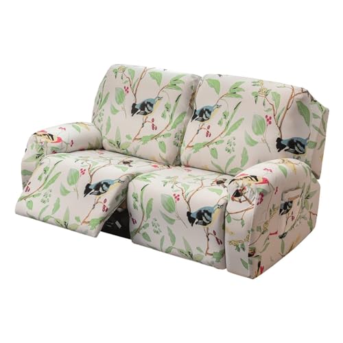 WWQQKJ 1/2/3-Sitzer-Stretch-Liegestuhlbezug, bedruckter Liegestuhlbezug mit Seitentasche, maschinenwaschbarer Liegestuhlbezug, Liegestuhlschutz for das Wohnzimmer(C,2 Seater) von WWQQKJ