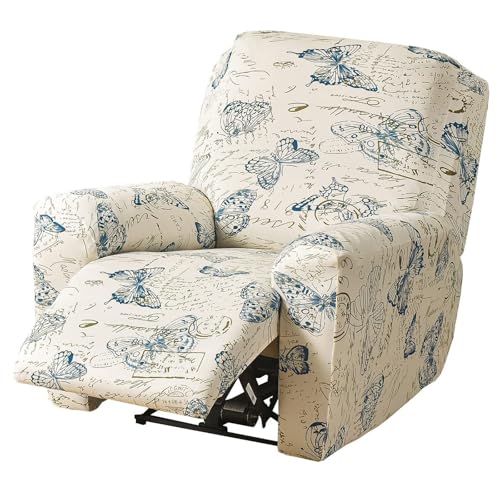 WWQQKJ 1/2/3-Sitzer-Stretch-Liegestuhlbezug, bedruckter Liegestuhlbezug mit Seitentasche, maschinenwaschbarer Liegestuhlbezug, Liegestuhlschutz for das Wohnzimmer(D,1 Seater) von WWQQKJ