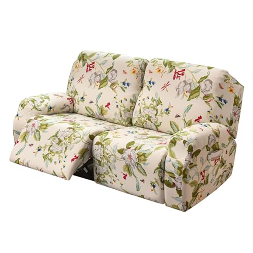 WWQQKJ 1/2/3-Sitzer-Stretch-Liegestuhlbezug, bedruckter Liegestuhlbezug mit Seitentasche, maschinenwaschbarer Liegestuhlbezug, Liegestuhlschutz for das Wohnzimmer(E,2 Seater) von WWQQKJ