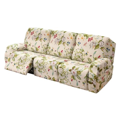 WWQQKJ 1/2/3-Sitzer-Stretch-Liegestuhlbezug, bedruckter Liegestuhlbezug mit Seitentasche, maschinenwaschbarer Liegestuhlbezug, Liegestuhlschutz for das Wohnzimmer(E,3 Seater) von WWQQKJ