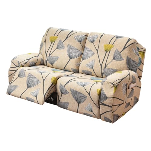WWQQKJ 1/2/3-Sitzer-Stretch-Liegestuhlbezug, bedruckter Liegestuhlbezug mit Seitentasche, maschinenwaschbarer Liegestuhlbezug, Liegestuhlschutz for das Wohnzimmer(P,2 Seater) von WWQQKJ