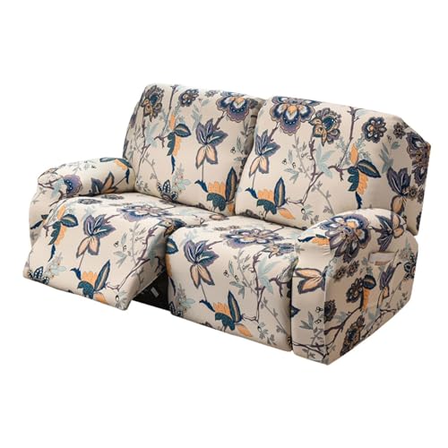 WWQQKJ 1/2/3-Sitzer-Stretch-Liegestuhlbezug, bedruckter Liegestuhlbezug mit Seitentasche, maschinenwaschbarer Liegestuhlbezug, Liegestuhlschutz for das Wohnzimmer(Q,2 Seater) von WWQQKJ