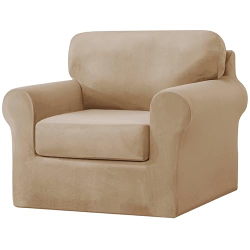 WWQQKJ 1-Sitzer-Sofabezug, Samt-Sofabezug mit separatem Rückenlehnenbezug und Kissenbezug, weiche Plüsch-Sofabezüge for Couch-Modemöbelbezüge(Yellow,1 Posto) von WWQQKJ