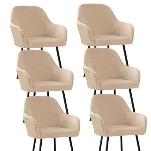 WWQQKJ 2/4/6 Stück Esszimmerstuhlbezüge mit Armlehnen, skandinavischer Samt-Esszimmerstuhl-Schonbezug, Schreibtischstuhlbezug, waschbarer Stuhlbezug(Camel,6pcs) von WWQQKJ