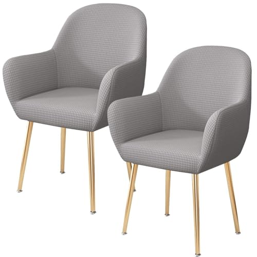 WWQQKJ 2/4/6 Stück Stretch-Esszimmerstuhlbezug mit Armlehne, eleganter Samt-Rückenlehnenbezug for Sessel, Wohnzimmer-Schreibtischstuhlbezug(A,2PCS) von WWQQKJ