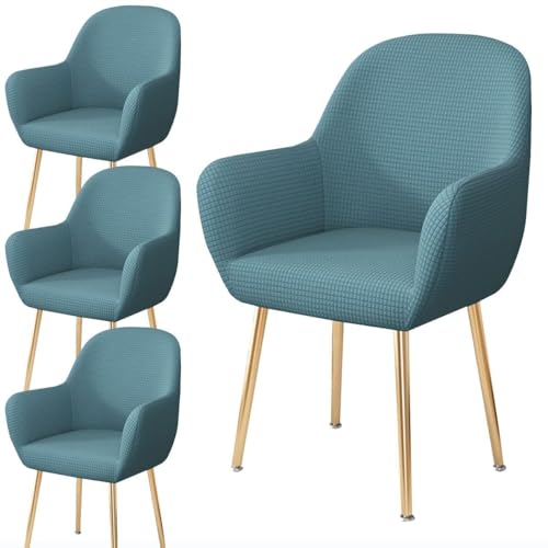 WWQQKJ 2/4/6 Stück Stretch-Esszimmerstuhlbezug mit Armlehne, eleganter Samt-Rückenlehnenbezug for Sessel, Wohnzimmer-Schreibtischstuhlbezug(D,4PCS) von WWQQKJ
