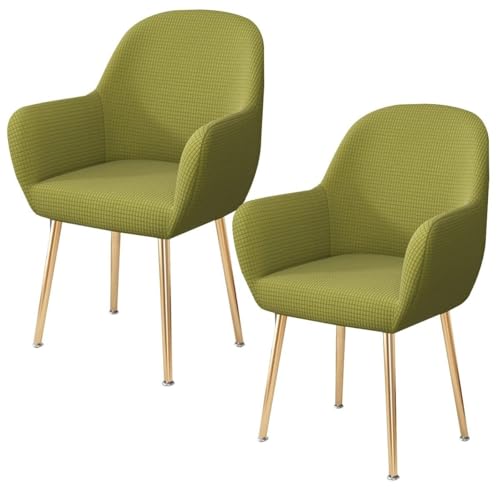 WWQQKJ 2/4/6 Stück Stretch-Esszimmerstuhlbezug mit Armlehne, eleganter Samt-Rückenlehnenbezug for Sessel, Wohnzimmer-Schreibtischstuhlbezug(J,2PCS) von WWQQKJ