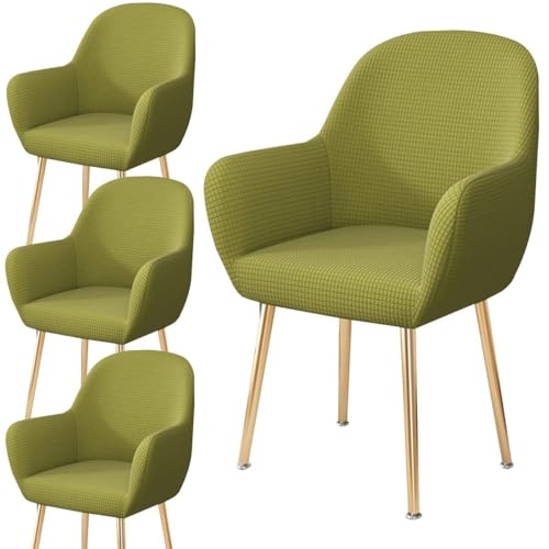 WWQQKJ 2/4/6 Stück Stretch-Esszimmerstuhlbezug mit Armlehne, eleganter Samt-Rückenlehnenbezug for Sessel, Wohnzimmer-Schreibtischstuhlbezug(J,4PCS) von WWQQKJ