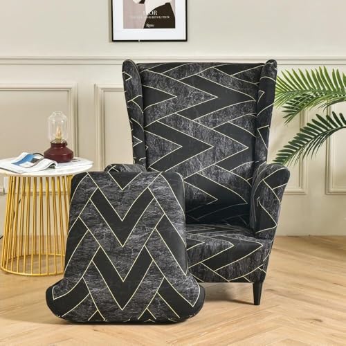 WWQQKJ 2 Stück Ohrensesselbezug Stretch Elastischer Sesselschoner for Ohrensessel/Loungesessel Outdoor/Sessel Wohnzimmer/Sofa 1 Sitzer(A) von WWQQKJ
