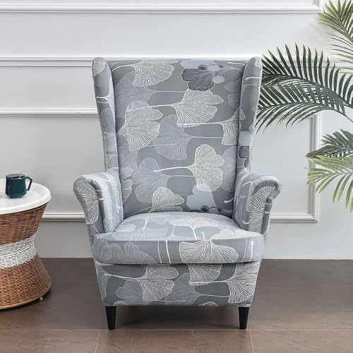 WWQQKJ 2 Stück Ohrensesselbezug Stretch Elastischer Sesselschoner for Ohrensessel/Loungesessel Outdoor/Sessel Wohnzimmer/Sofa 1 Sitzer(E) von WWQQKJ