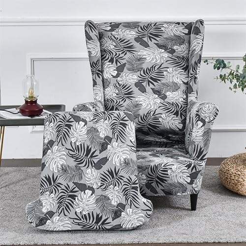 WWQQKJ 2 Stück Ohrensesselbezug Stretch Elastischer Sesselschoner for Ohrensessel/Loungesessel Outdoor/Sessel Wohnzimmer/Sofa 1 Sitzer(O) von WWQQKJ