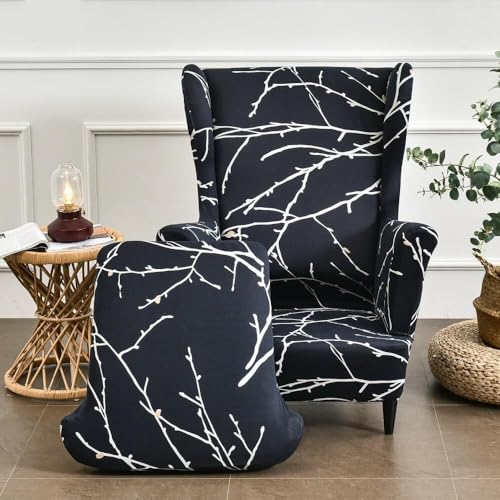 WWQQKJ 2 Stück Ohrensesselbezug Stretch Elastischer Sesselschoner for Ohrensessel/Loungesessel Outdoor/Sessel Wohnzimmer/Sofa 1 Sitzer(Q) von WWQQKJ