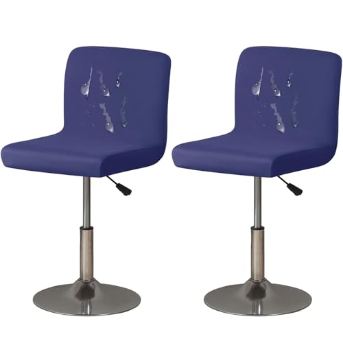WWQQKJ 2 Stück Spandex-Barhocker-Bezüge, weiche, wasserdichte Küchenhocker-Bezüge mit niedriger Rückenlehne, elastischer Stuhlbezug mit unterer Rückenlehne, Sitzbezug(Blu Navy,2 Pezzi) von WWQQKJ