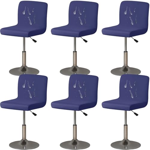WWQQKJ 2 Stück Spandex-Barhocker-Bezüge, weiche, wasserdichte Küchenhocker-Bezüge mit niedriger Rückenlehne, elastischer Stuhlbezug mit unterer Rückenlehne, Sitzbezug(Blu Navy,6 Pezzi) von WWQQKJ