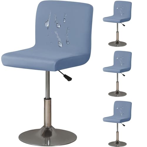 WWQQKJ 2 Stück Spandex-Barhocker-Bezüge, weiche, wasserdichte Küchenhocker-Bezüge mit niedriger Rückenlehne, elastischer Stuhlbezug mit unterer Rückenlehne, Sitzbezug(Grigio Blu,4 Pezzi) von WWQQKJ