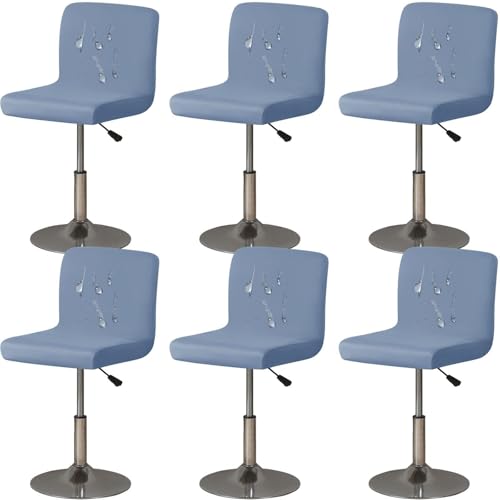 2 Stück Spandex-Barhocker-Bezüge, weiche, wasserdichte Küchenhocker-Bezüge mit niedriger Rückenlehne, elastischer Stuhlbezug mit unterer Rückenlehne, Sitzbezug(Grigio Blu,6 Pezzi) von WWQQKJ