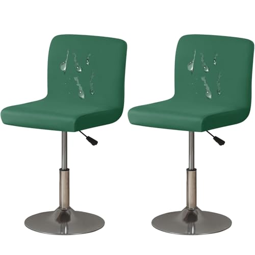 WWQQKJ 2 Stück Spandex-Barhocker-Bezüge, weiche, wasserdichte Küchenhocker-Bezüge mit niedriger Rückenlehne, elastischer Stuhlbezug mit unterer Rückenlehne, Sitzbezug(Verde Scuro,2 Pezzi) von WWQQKJ