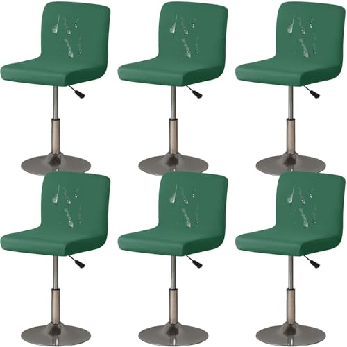 2 Stück Spandex-Barhocker-Bezüge, weiche, wasserdichte Küchenhocker-Bezüge mit niedriger Rückenlehne, elastischer Stuhlbezug mit unterer Rückenlehne, Sitzbezug(Verde Scuro,6 Pezzi) von WWQQKJ
