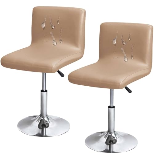 WWQQKJ 2 Stück wasserdichte Barhocker-Bezüge, PU-Leder, niedrige Rückenlehne, drehbar, Küchenhocker-Bezüge, Barhocker-Sitzbezug for Restaurant-Café(Camel,2 Pezzi) von WWQQKJ