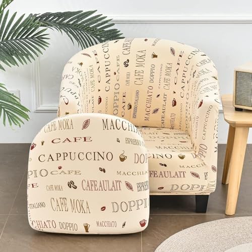WWQQKJ 2-teiliger Stretch-Schonbezug for Chesterfield-Stuhl (1 Sitzer), Rutschfester, Abnehmbarer Cocktail-Club-Stuhlbezug for Bar, Wohnzimmer, Schlafzimmer, Lounge(Parola Di Caffè) von WWQQKJ