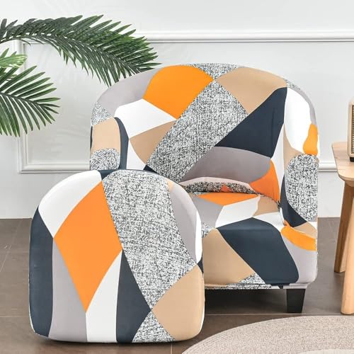 WWQQKJ 2-teiliger Stretch-Schonbezug for Chesterfield-Stuhl (1 Sitzer), Rutschfester, Abnehmbarer Cocktail-Club-Stuhlbezug for Bar, Wohnzimmer, Schlafzimmer, Lounge(Patchwork) von WWQQKJ