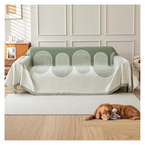 WWQQKJ 3-Sitzer-Sofabezug, Sofaschoner, großer Sofaüberwurf, universeller Sofabezug for Vier Jahreszeiten, Sofahandtuch, Heimdekoration(Rond Vert,M:180x260cm) von WWQQKJ