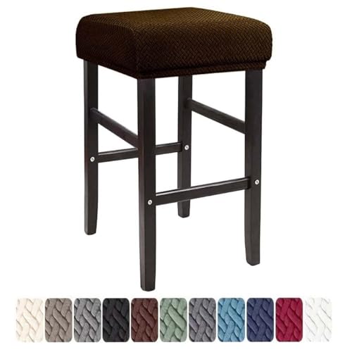 WWQQKJ 30 x 40 cm quadratischer Hockerbezug/Bezug mit elastischem rechteckigen Barhockern, waschbare Sitzbezüge for Küchenhocker, Stühle, Klavierbänke, Sitzschutz(Dark Coffee,1pcs) von WWQQKJ