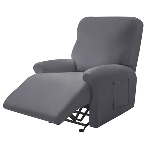 WWQQKJ 4 Stück superweicher Bezug for Relaxsessel, Rahmen aus Milchseide, Bezug for Liegesessel, einfarbig, Schonbezug for Sessel, waschbar, Möbelschutz (Color : Grigio-3) von WWQQKJ