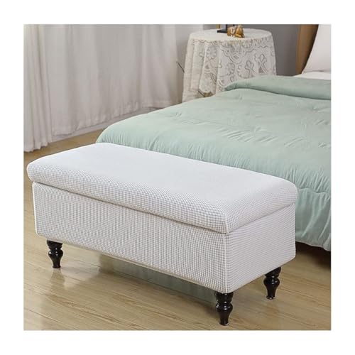 WWQQKJ Aufbewahrungstruhe-Bezug, Klapphocker-Bank-Bezug, Ottoman-Bezug, Ottoman-Bezug, Rechteckiger Fußhocker-Bezug, Fußhocker-Pouf-Bezug(Milky,1medium) von WWQQKJ