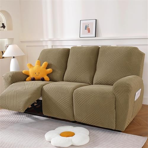 WWQQKJ Bezug for Relaxsessel, Stretchbezug for elektrische Liegestühle mit Taschen, universeller Bezug for elektrische Liegestühle mit Armlehnen(Curry Chiaro,3 Posti) von WWQQKJ