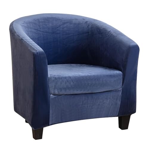 WWQQKJ Chesterfield Stretch Sesselbezug 1 Sitzer Samt Tüll Stuhlhussen 2 Stück Cocktail Club Stuhlbezug Braun(Blu Navy) von WWQQKJ