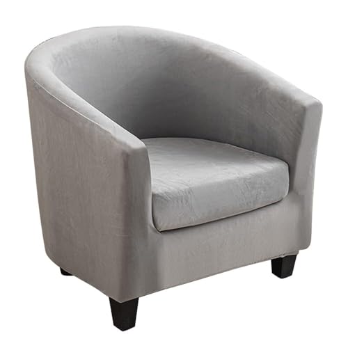 WWQQKJ Chesterfield Stretch Sesselbezug 1 Sitzer Samt Tüll Stuhlhussen 2 Stück Cocktail Club Stuhlbezug Braun(Grigio Chiaro) von WWQQKJ