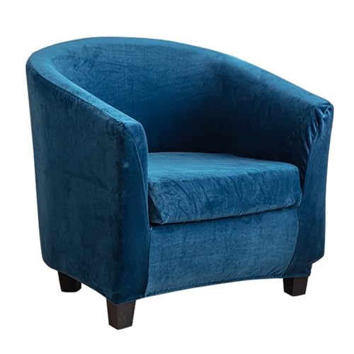 WWQQKJ Chesterfield Stretch Sesselbezug 1 Sitzer Samt Tüll Stuhlhussen 2 Stück Cocktail Club Stuhlbezug Braun(Peacock Blue) von WWQQKJ